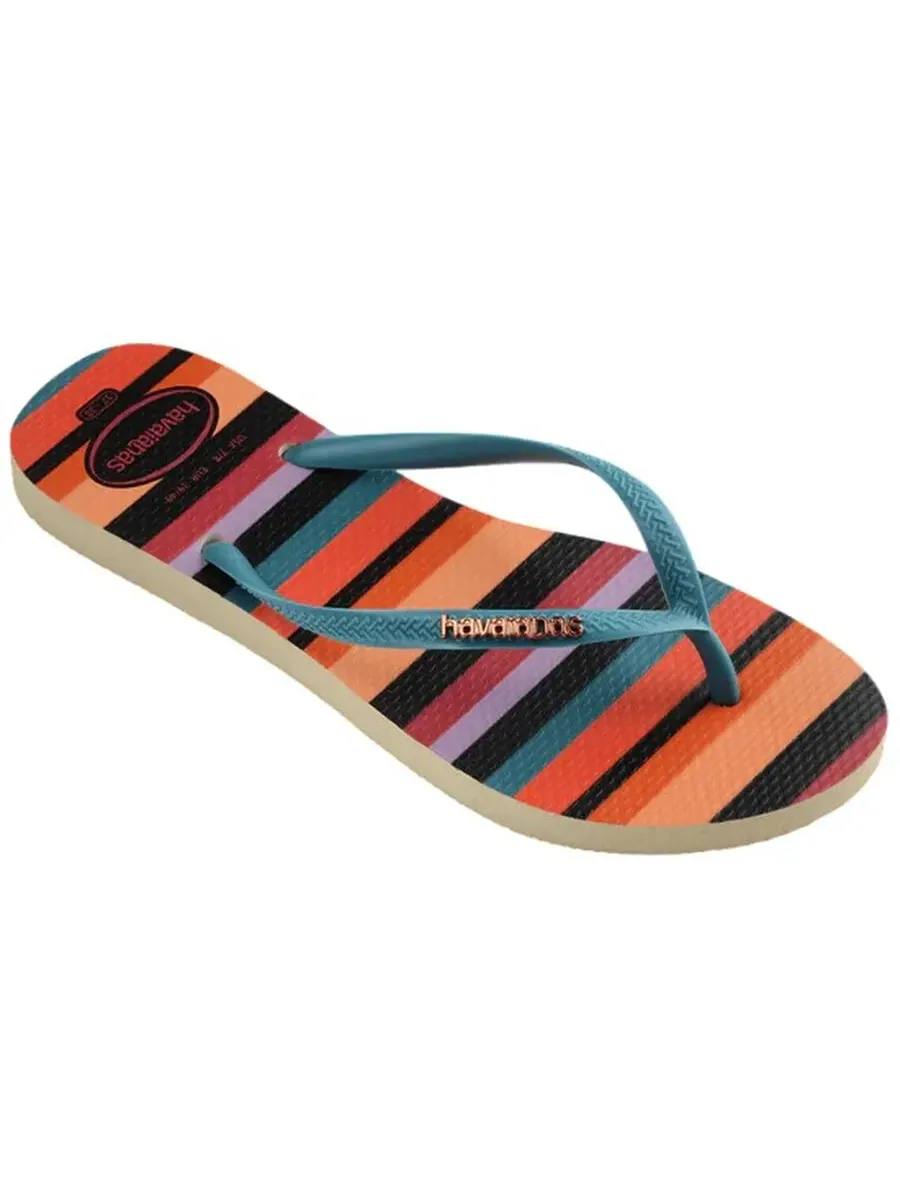Сланцы Havaianas Slim Patchwork Stripe — изображение 2 из 3, бежевый