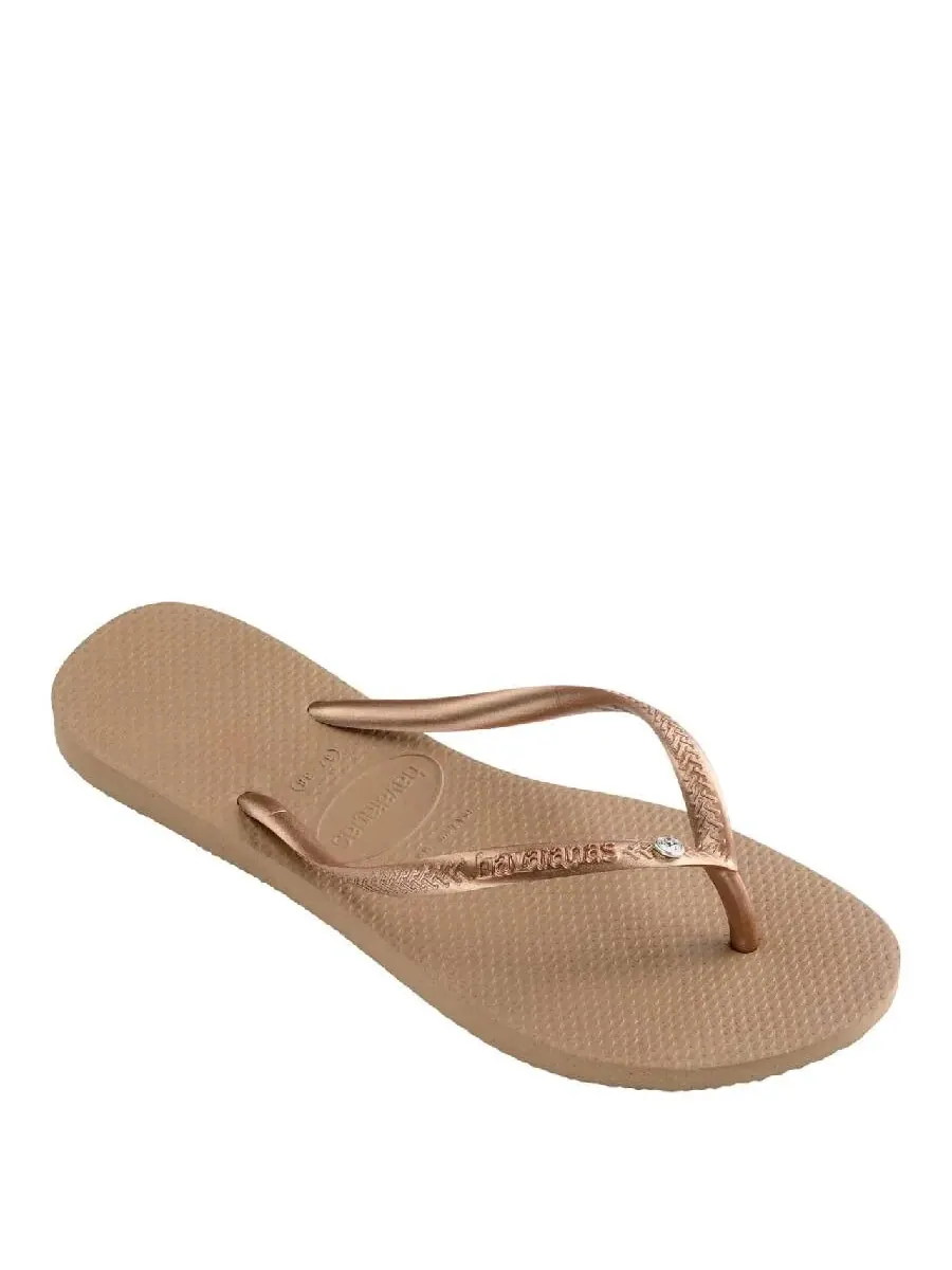 Сланцы Havaianas с логотипом Swarovski из кристаллов на резиновой подошве — изображение 2 из 3, золото