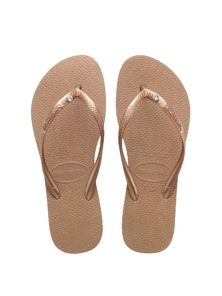 Сланцы Havaianas с логотипом Swarovski из кристаллов на резиновой подошве — изображение 3 из 3, золото
