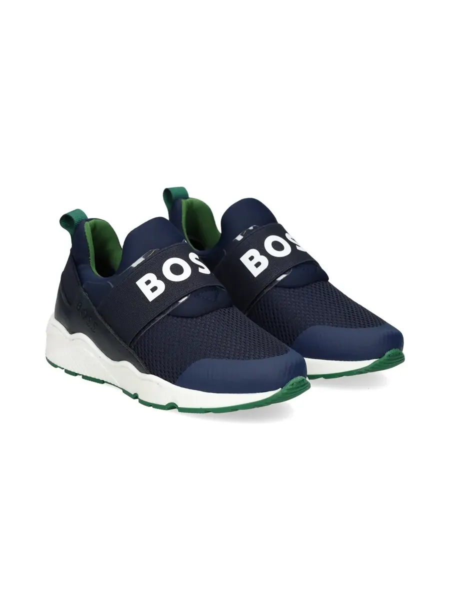 Детские кроссовки Hugo Boss с эластичным ремешком — изображение 2 из 3, темно-синий