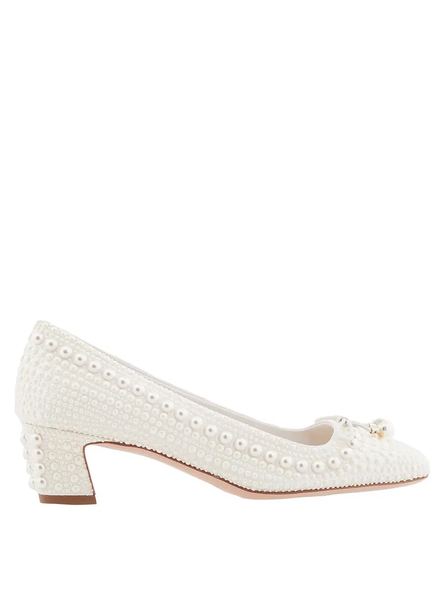Туфли-лодочки Jimmy Choo Elme 45 с жемчужным декором — белый