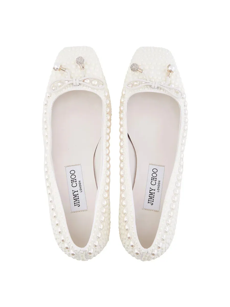 Туфли-лодочки Jimmy Choo Elme 45 с жемчужным декором — изображение 3 из 4, белый/белый