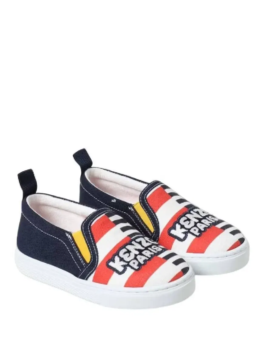 Джинсовые слипоны Kenzo Boys с логотипом и полосками — изображение 2 из 4, синий