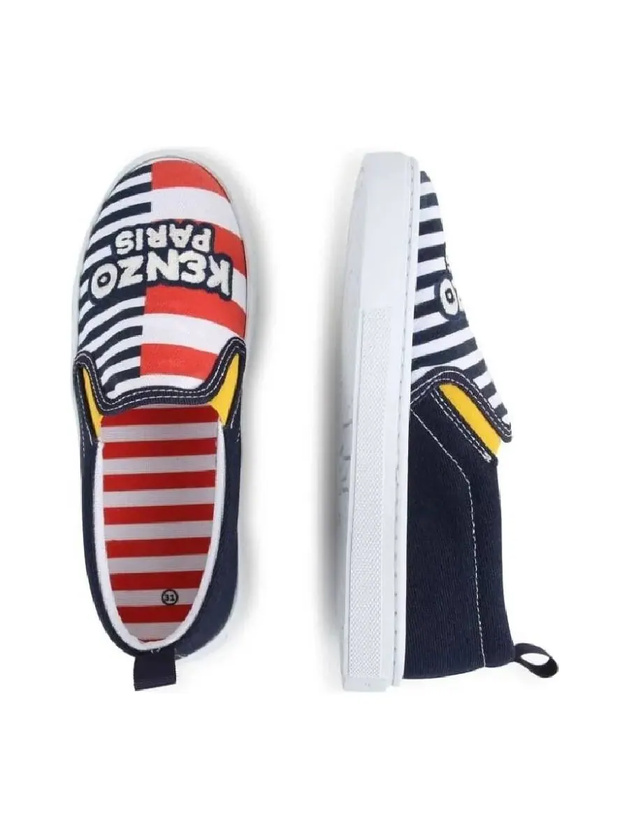 Джинсовые слипоны Kenzo Boys с логотипом и полосками — изображение 4 из 4, синий