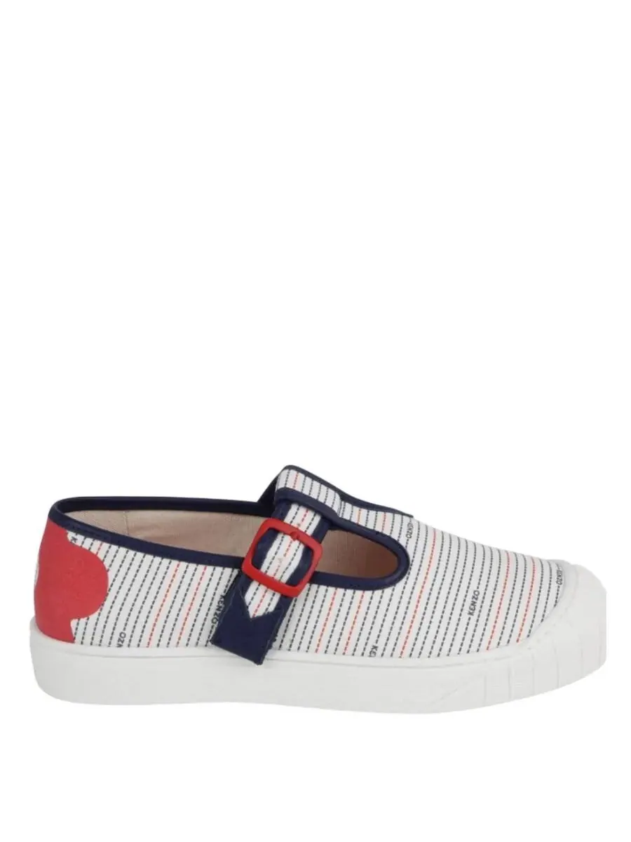 Кроссовки Kenzo Girls из канвы с полосатым принтом — белый
