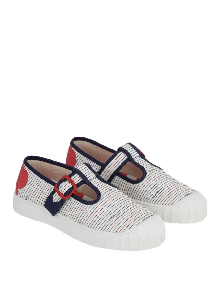Кроссовки Kenzo Girls из канвы с полосатым принтом — изображение 2 из 4, слоновая кость