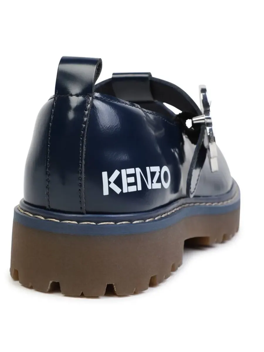 Детские кожаные туфли Mary-Janes с пряжкой Kenzo — изображение 3 из 4, темно-синий
