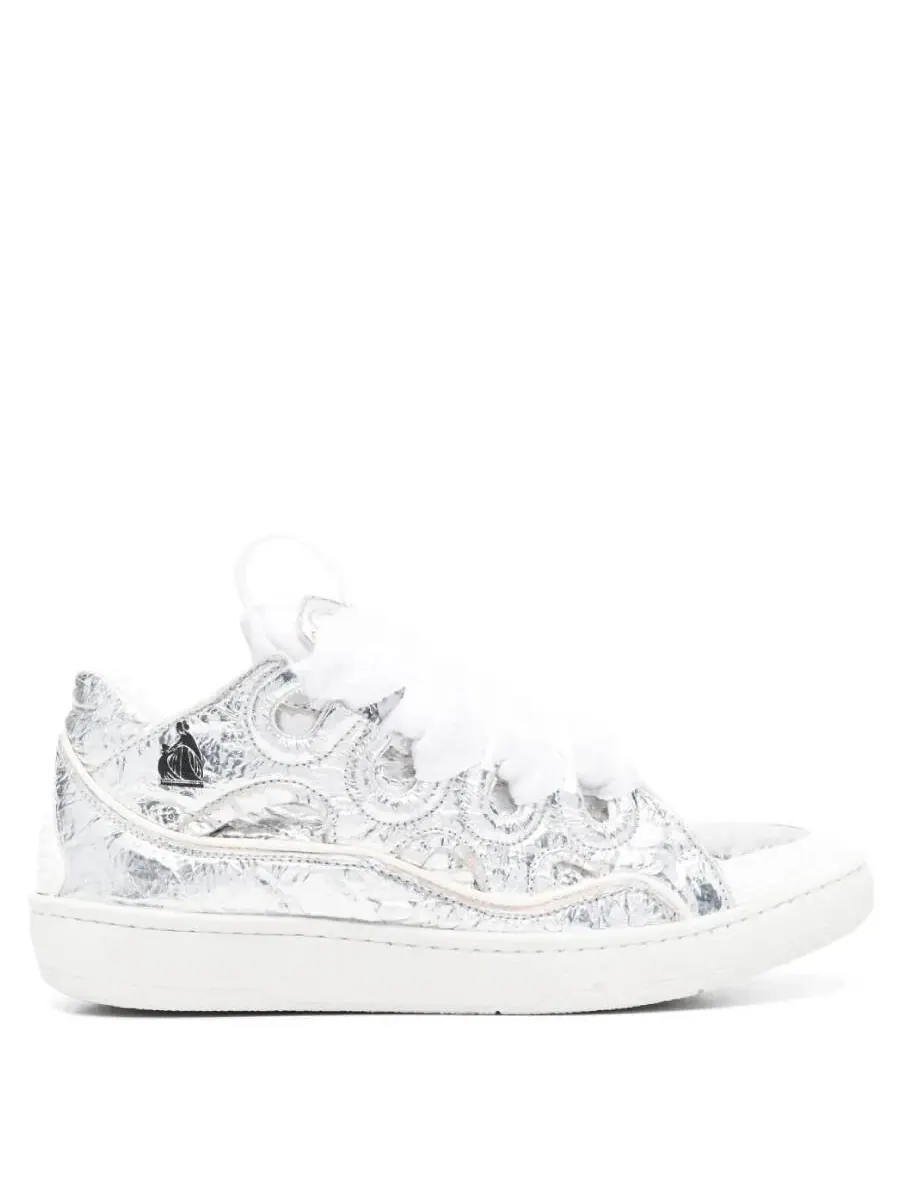 Кожаные кроссовки Lanvin Curb с металлической отделкой — серебристый