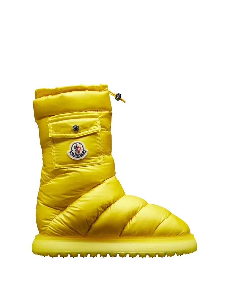 Женские желтые снежные ботинки Moncler Gaia с карманом