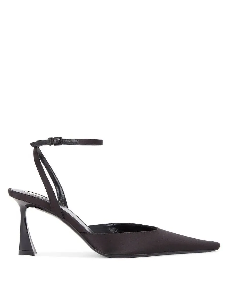Туфли-слингбэки Saint Laurent Aimee из атласа — черный