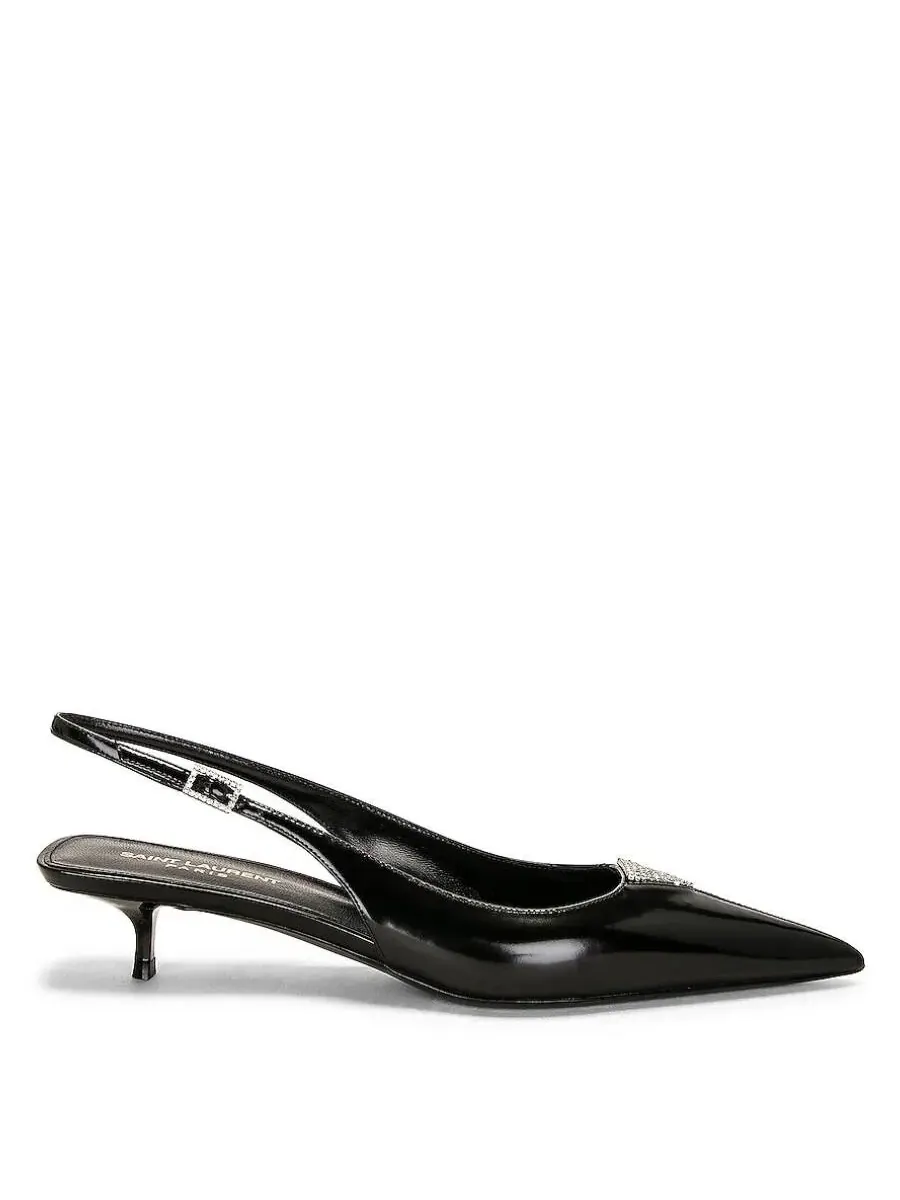 Кожаные туфли-лодочки на ремешке Saint Laurent Cherish