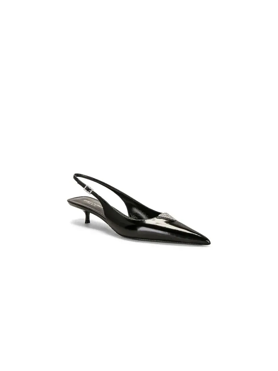 Кожаные туфли-лодочки на ремешке Saint Laurent Cherish — изображение 2 из 4, черный
