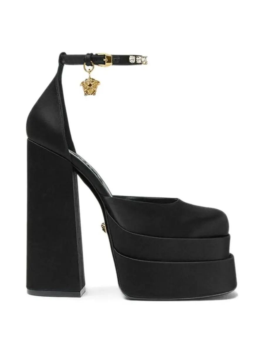 Туфли на платформе из сатина Versace Medusa Aevitas