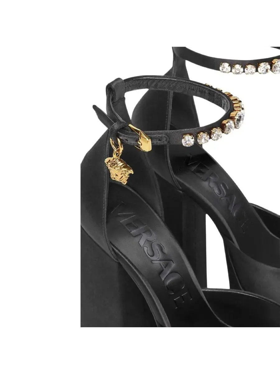 Туфли на платформе из сатина Versace Medusa Aevitas — изображение 3 из 3, черный
