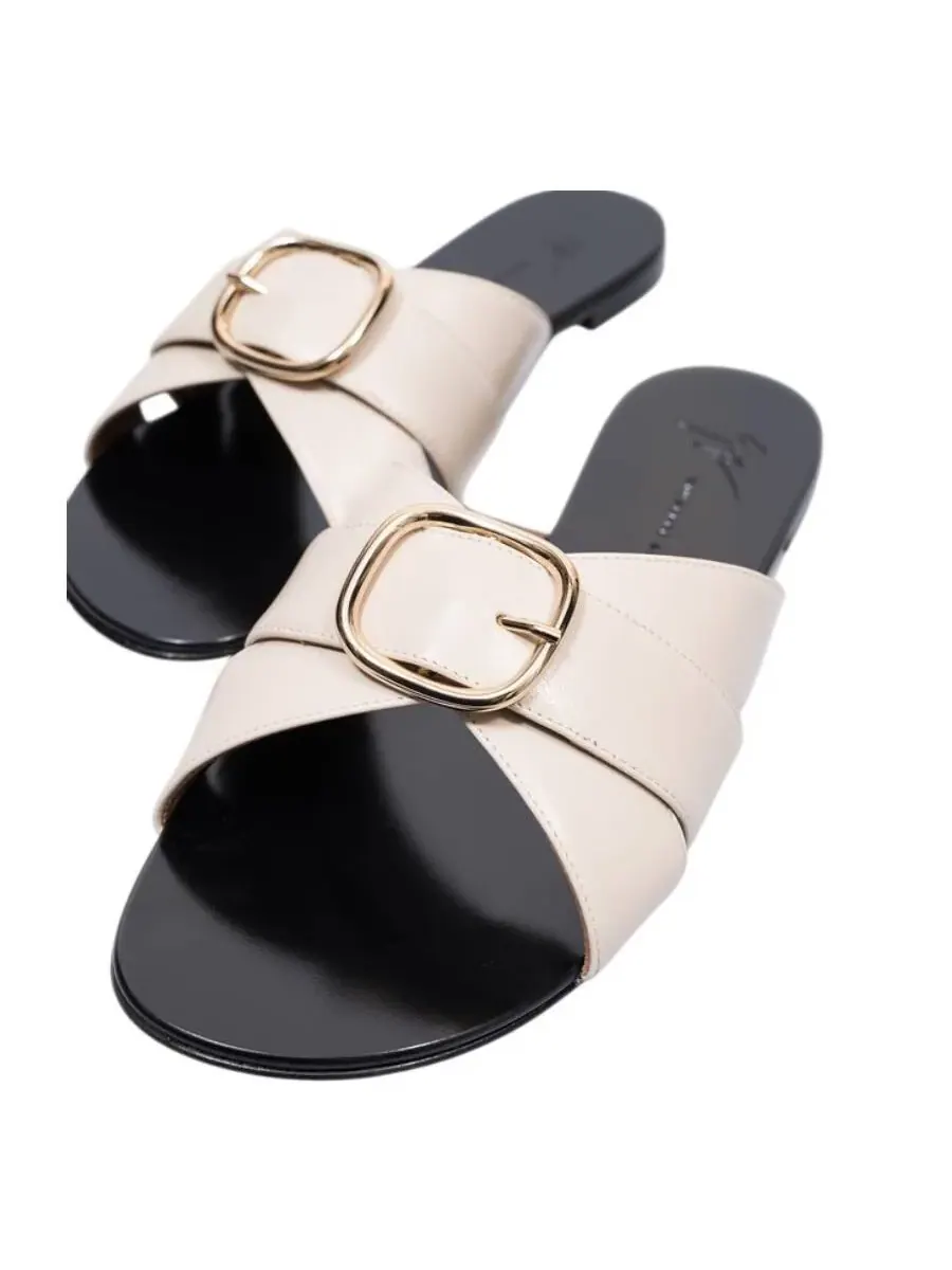 Кожаные слайдеры Giuseppe Zanotti Geraldhine — изображение 3 из 3, серый