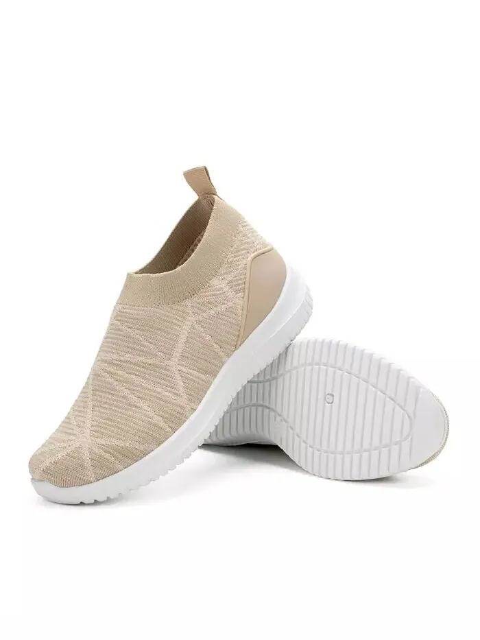 Женские повседневные кроссовки Slip On с дышащей сеткой Mio Marino — бежевый