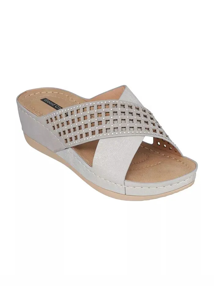 Женские босоножки Isabella на танкетке GC Shoes — изображение 1 из 5, серебристый