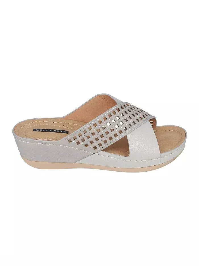 Женские босоножки Isabella на танкетке GC Shoes — изображение 2 из 5, серебристый