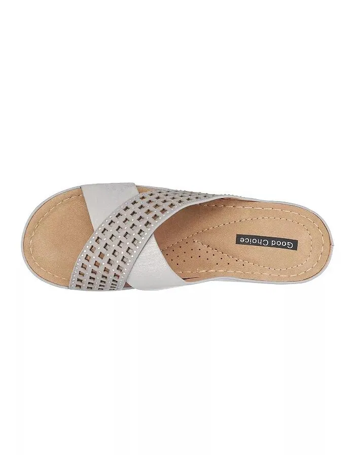 Женские босоножки Isabella на танкетке GC Shoes — изображение 4 из 5, серебристый