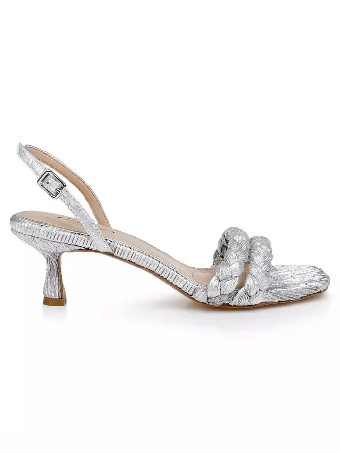 Женские сандалии Sharon Square Toe Dress Jewel Badgley Mischka — изображение 2 из 5, серебряный