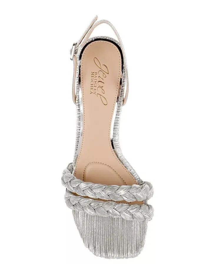 Женские сандалии Sharon Square Toe Dress Jewel Badgley Mischka — изображение 4 из 5, серебряный