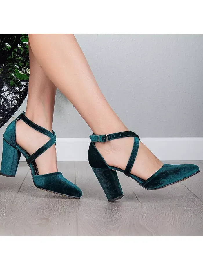 Сина Босоножки на высоком каблуке с перекрещивающимися ремешками Forever & Always Shoes — изображение 2 из 6, зеленый