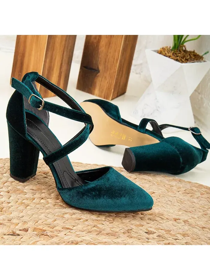 Сина Босоножки на высоком каблуке с перекрещивающимися ремешками Forever & Always Shoes — изображение 3 из 6, зеленый