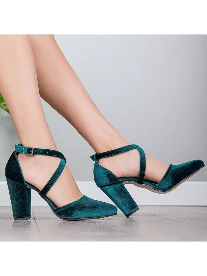 Сина Босоножки на высоком каблуке с перекрещивающимися ремешками Forever & Always Shoes — изображение 4 из 6, зеленый