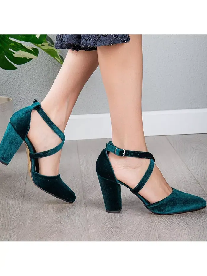Сина Босоножки на высоком каблуке с перекрещивающимися ремешками Forever & Always Shoes — изображение 5 из 6, зеленый