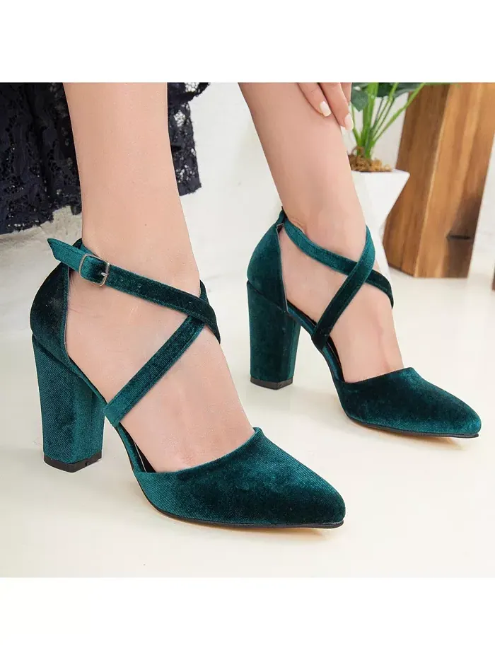 Сина Босоножки на высоком каблуке с перекрещивающимися ремешками Forever & Always Shoes — изображение 6 из 6, зеленый