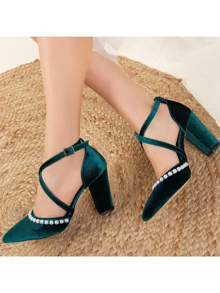 Сина Босоножки на высоком каблуке с перекрещивающимися ремешками Forever & Always Shoes — изображение 3 из 5, зеленый