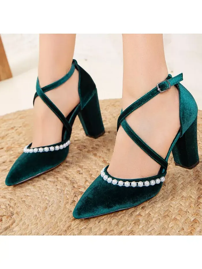 Сина Босоножки на высоком каблуке с перекрещивающимися ремешками Forever & Always Shoes — изображение 4 из 5, зеленый