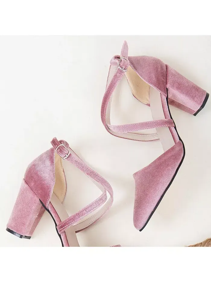 Туфли Sina Criss Cross High Block Heels Forever & Always Shoes — изображение 5 из 6, розовый