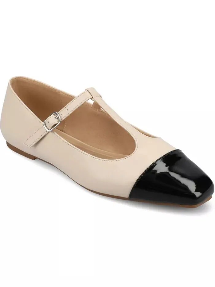 Женские туфли-лодочки Theah T-Strap Cap Toe Mary Jane Flats Journee Collection