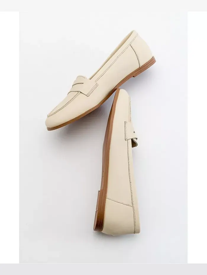 Лоферы Dorothy из кожи Forever & Always Shoes — изображение 4 из 5, светлый бежевый