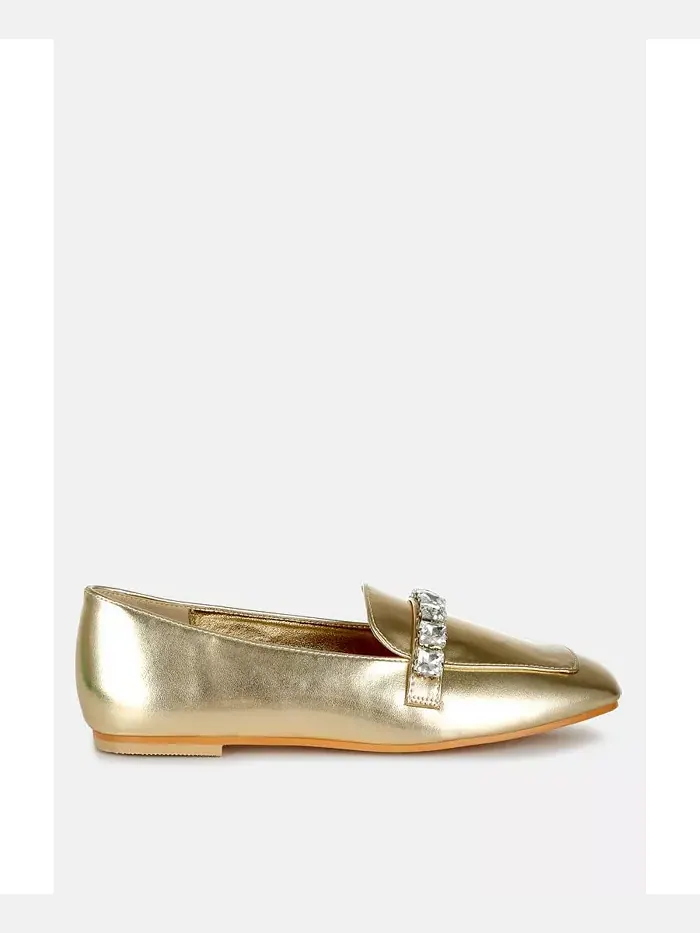 Celosia Metallic Diamante Strap Loafers – Лоферы Celosia с металлизированными ремешками и стразами — изображение 1 из 3