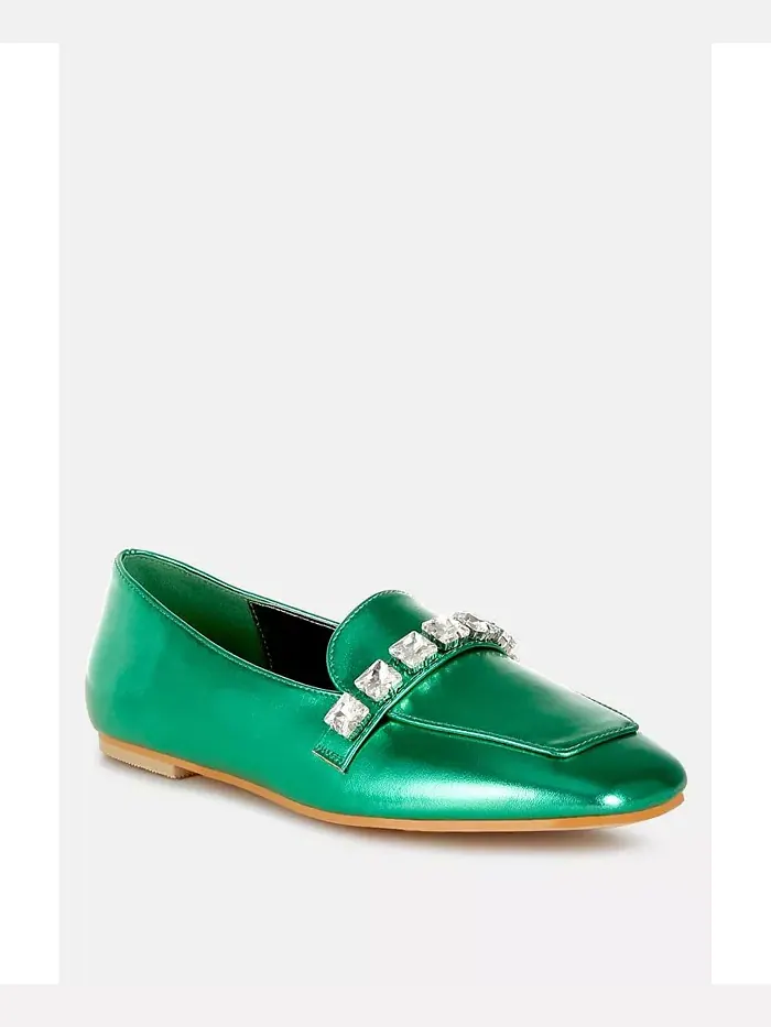 Celosia Metallic Diamante Strap Loafers – Лоферы Celosia с металлизированными ремешками и стразами — изображение 2 из 3