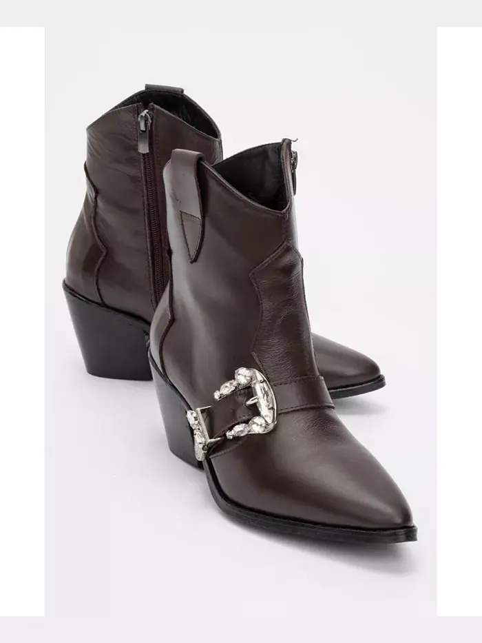 Любые кожаные ботинки с пряжкой (женские) Forever & Always Shoes — коричневый