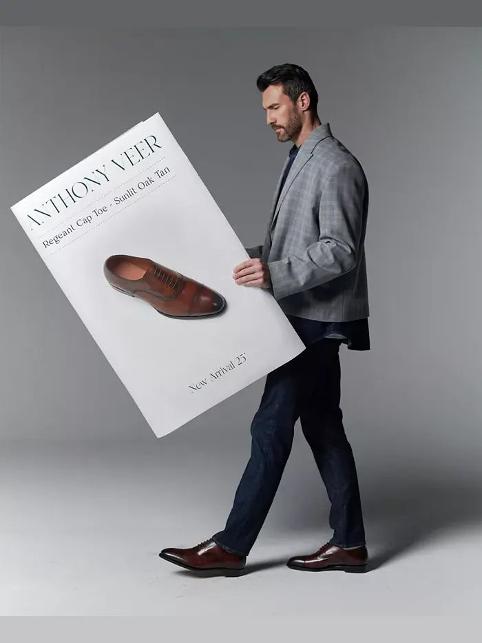 Мужские классические оксфорды Regent Cap Toe из кожи Anthony Veer — изображение 6 из 6, винтажный бежевый