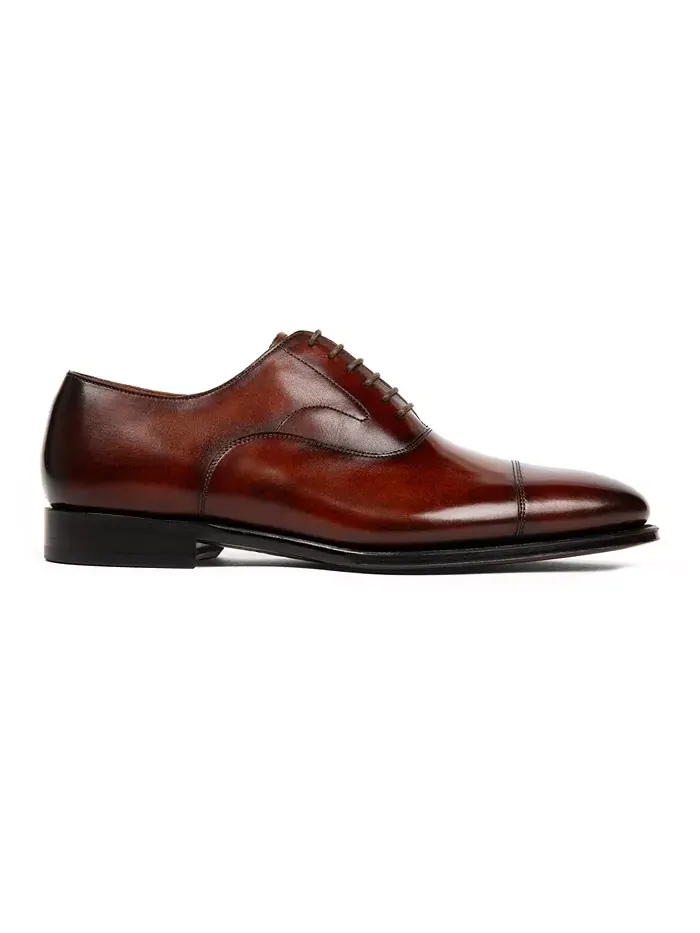 Мужские классические оксфорды Regent Cap Toe из кожи Anthony Veer — изображение 2 из 5, коньячный