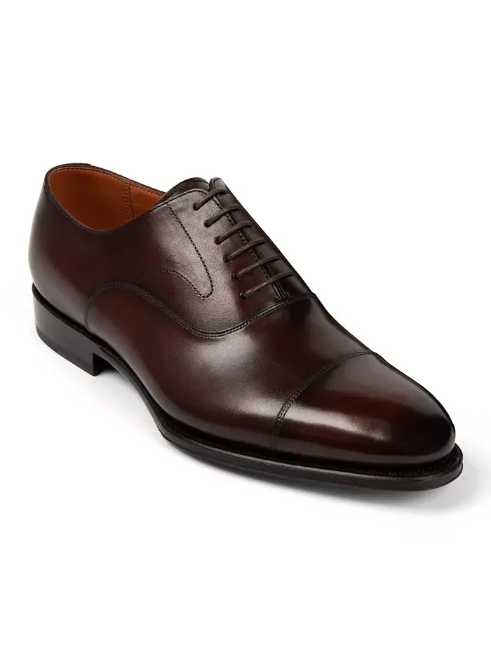 Мужские классические оксфорды Regent Cap Toe из кожи Anthony Veer — изображение 1 из 5, коричневый