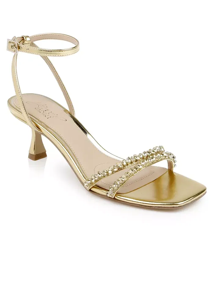 Женские босоножки на низком каблуке Nayla Jewel Badgley Mischka — изображение 1 из 5, золотистый металлик