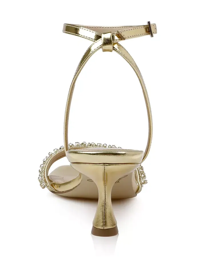 Женские босоножки на низком каблуке Nayla Jewel Badgley Mischka — изображение 3 из 5, золотистый металлик