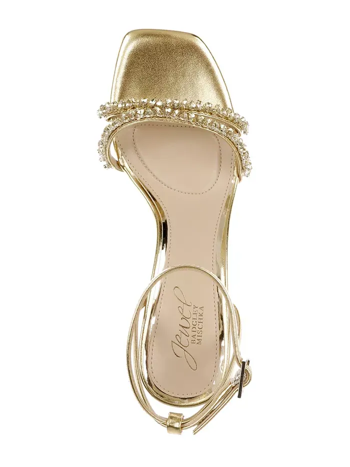 Женские босоножки на низком каблуке Nayla Jewel Badgley Mischka — изображение 4 из 5, золотистый металлик