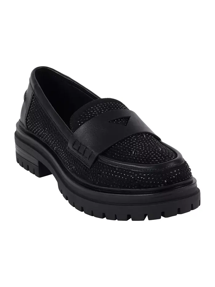 Женские лоферы Galen с декоративными элементами на массивной подошве GC Shoes — черный