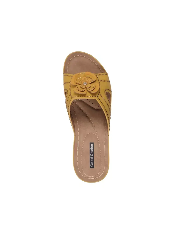 Женские босоножки Fiora на платформе с цветочным принтом GC Shoes — изображение 4 из 5, желтый
