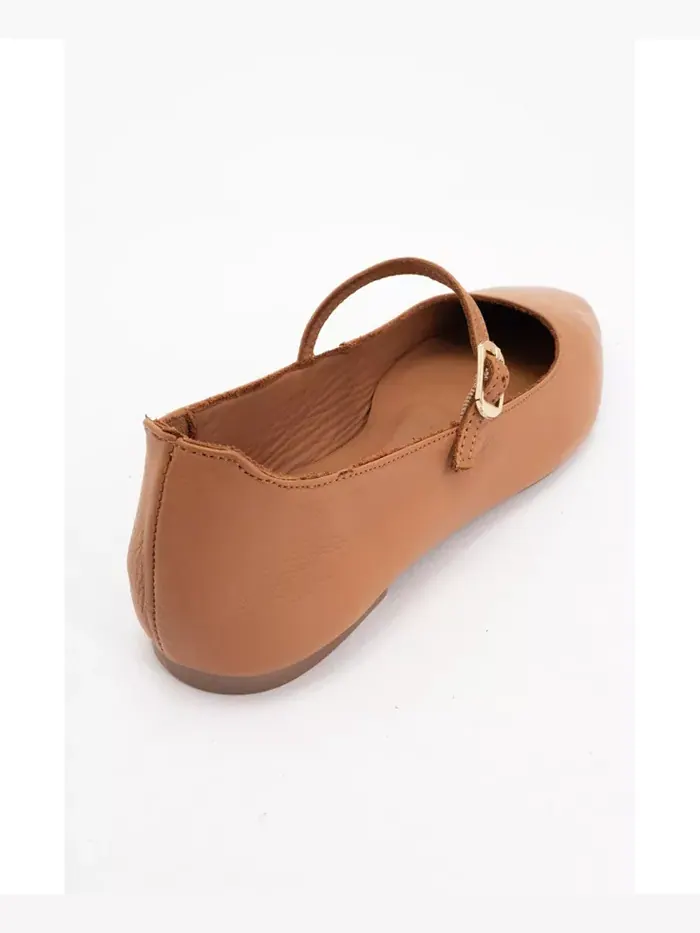 Туфли-лодочки «Мэри Джейн» из кожи Lara Forever & Always Shoes — изображение 3 из 5, коньячный коричневый
