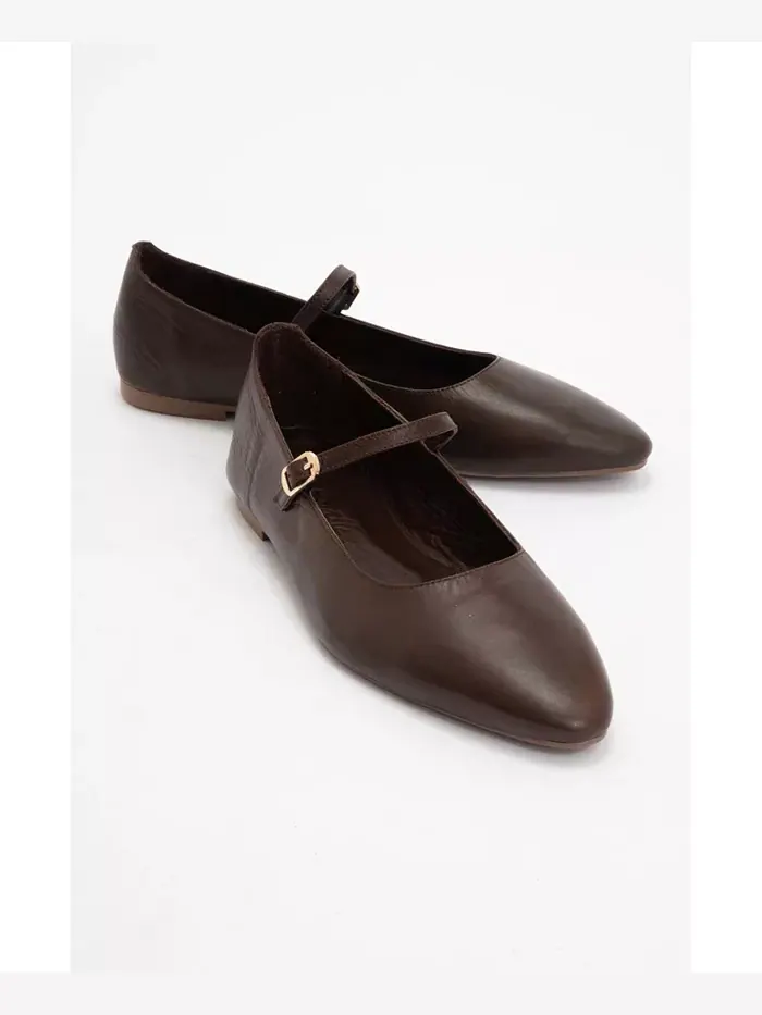 Кожаные балетки Lara в стиле Mary Jane Forever & Always Shoes — изображение 1 из 5, коричневый