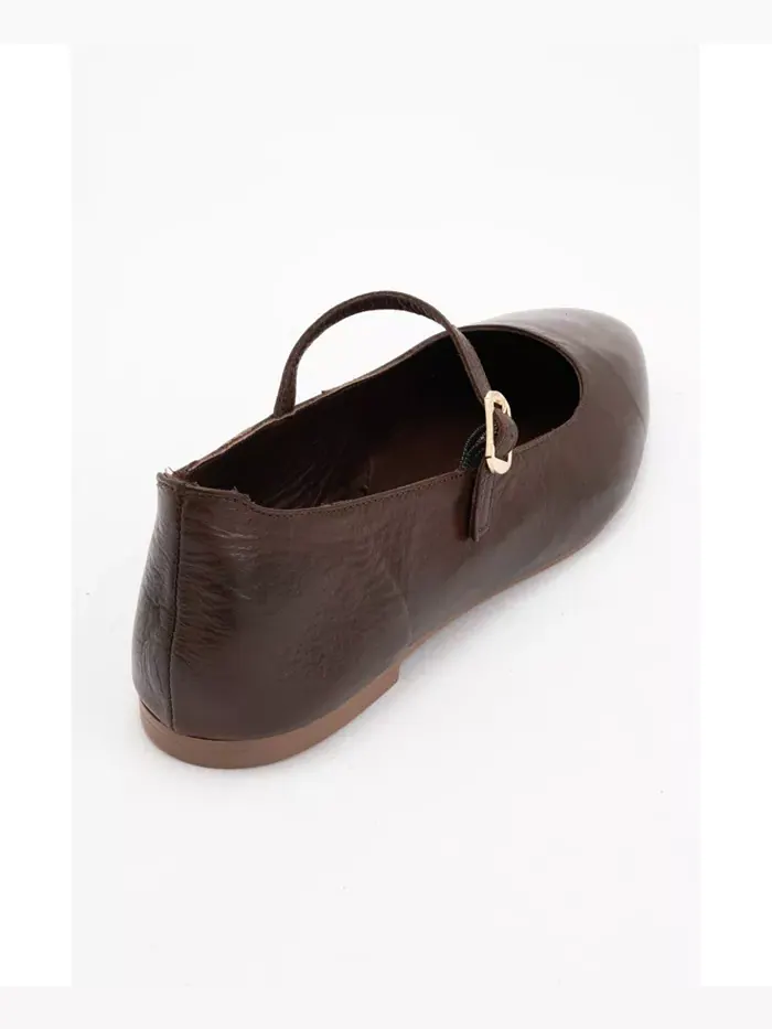 Кожаные балетки Lara в стиле Mary Jane Forever & Always Shoes — изображение 3 из 5, коричневый