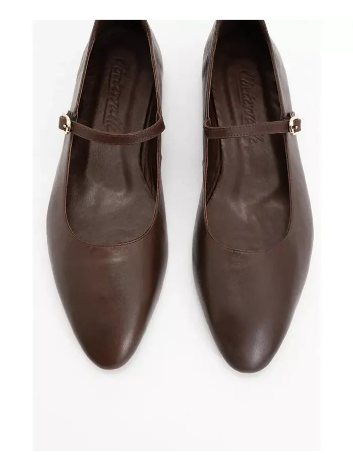Кожаные балетки Lara в стиле Mary Jane Forever & Always Shoes — изображение 5 из 5, коричневый
